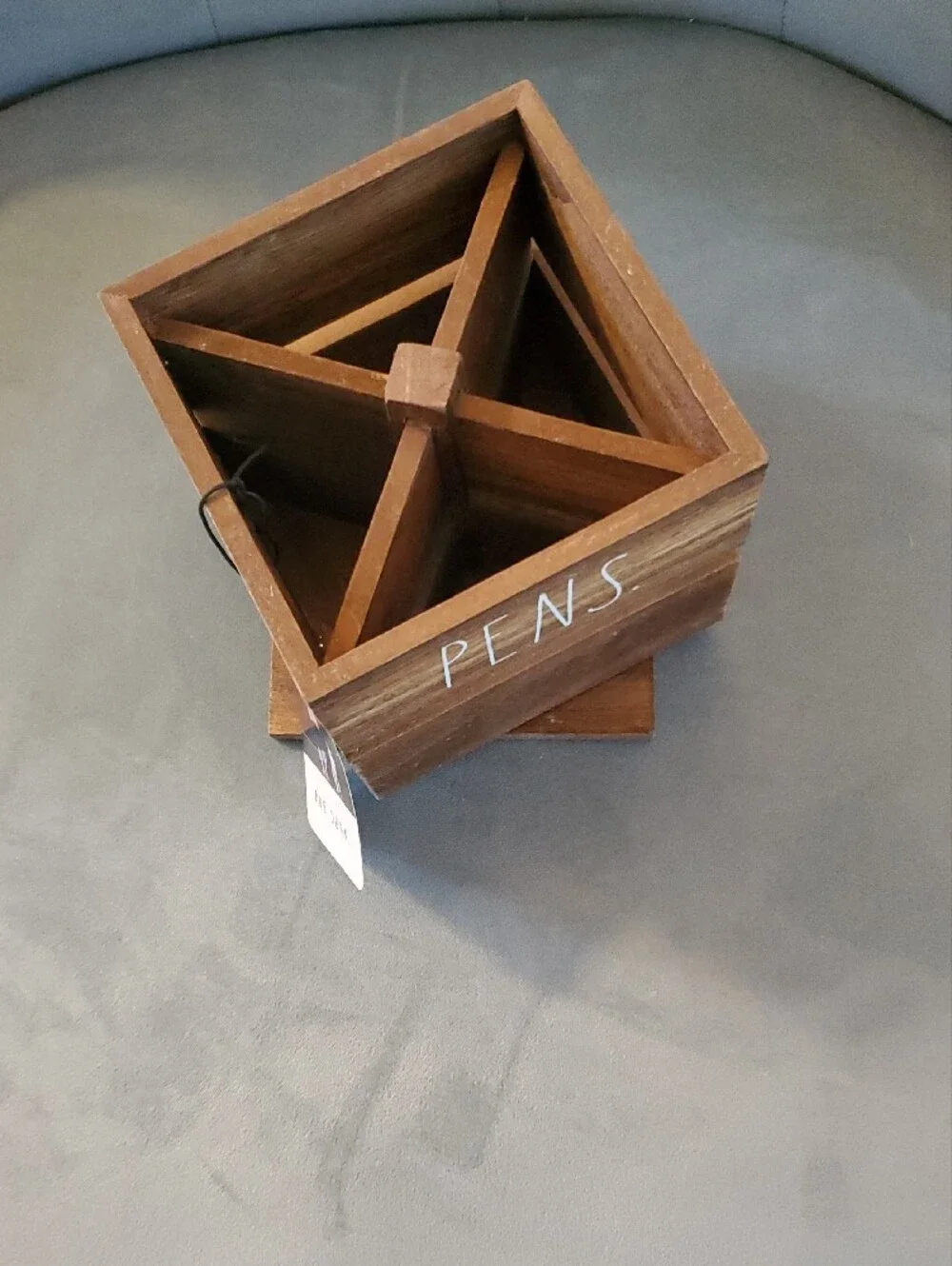 Rae Dunn Brown Wood Desk Organizer with Tag